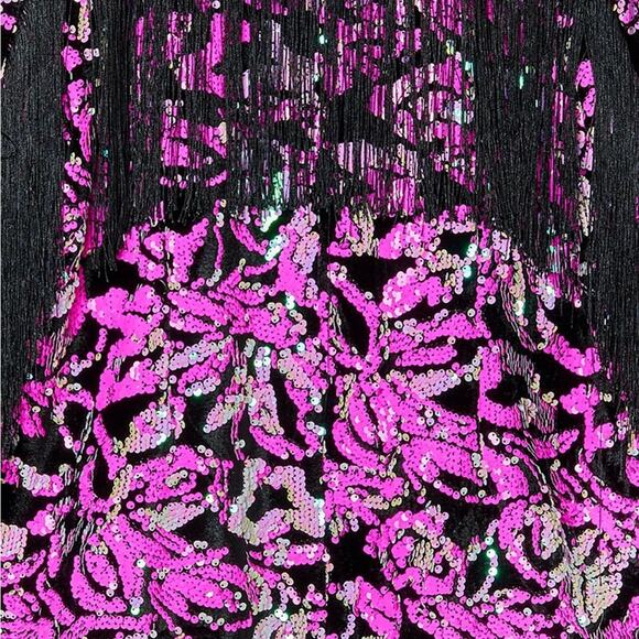 Nasty Gal Plus Size Fringe Sequin Fringe Blazer Jacket, Western Bling, size 14 - Picture 4 of 14